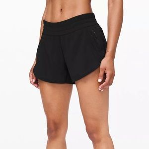 Lululemon Tracker low rise 4” shorts, black, size 4